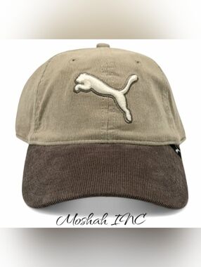 Puma Corduroy Tan Brown Strapback Adjustable Men's Hat Cap NWT